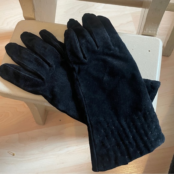 black suede leather gloves size 6.5 - Picture 1 of 5